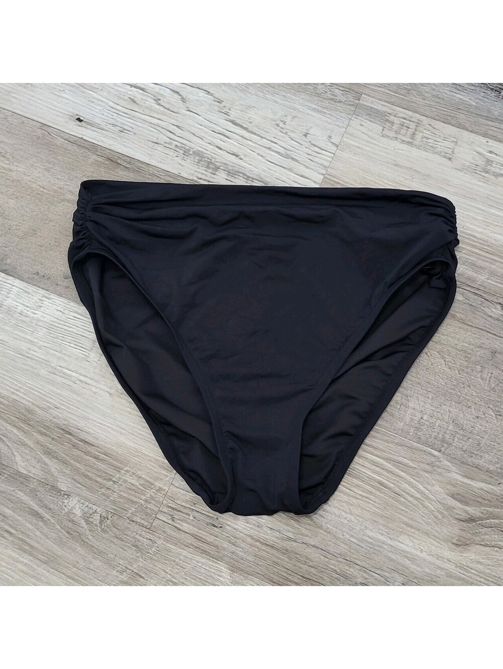 Carmen Marc Valvo Swimsuit Bottom Medium Blsck High Waisted Scrunch Sides